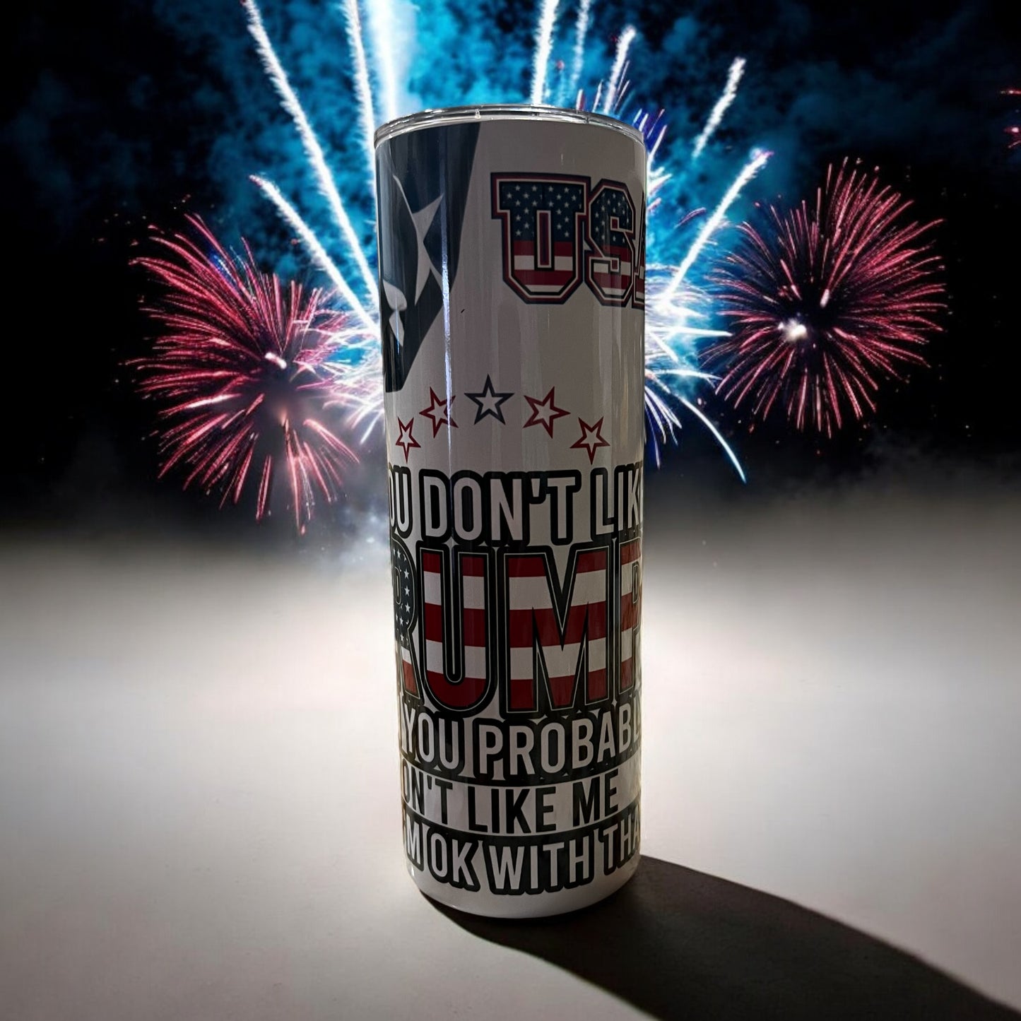20 oz Stainless Steel Tumbler with a Splash-Proof Lid and Straw, double-wall Insulated, Sublimation Design - If you don't like Trump then you won't like me - PR10