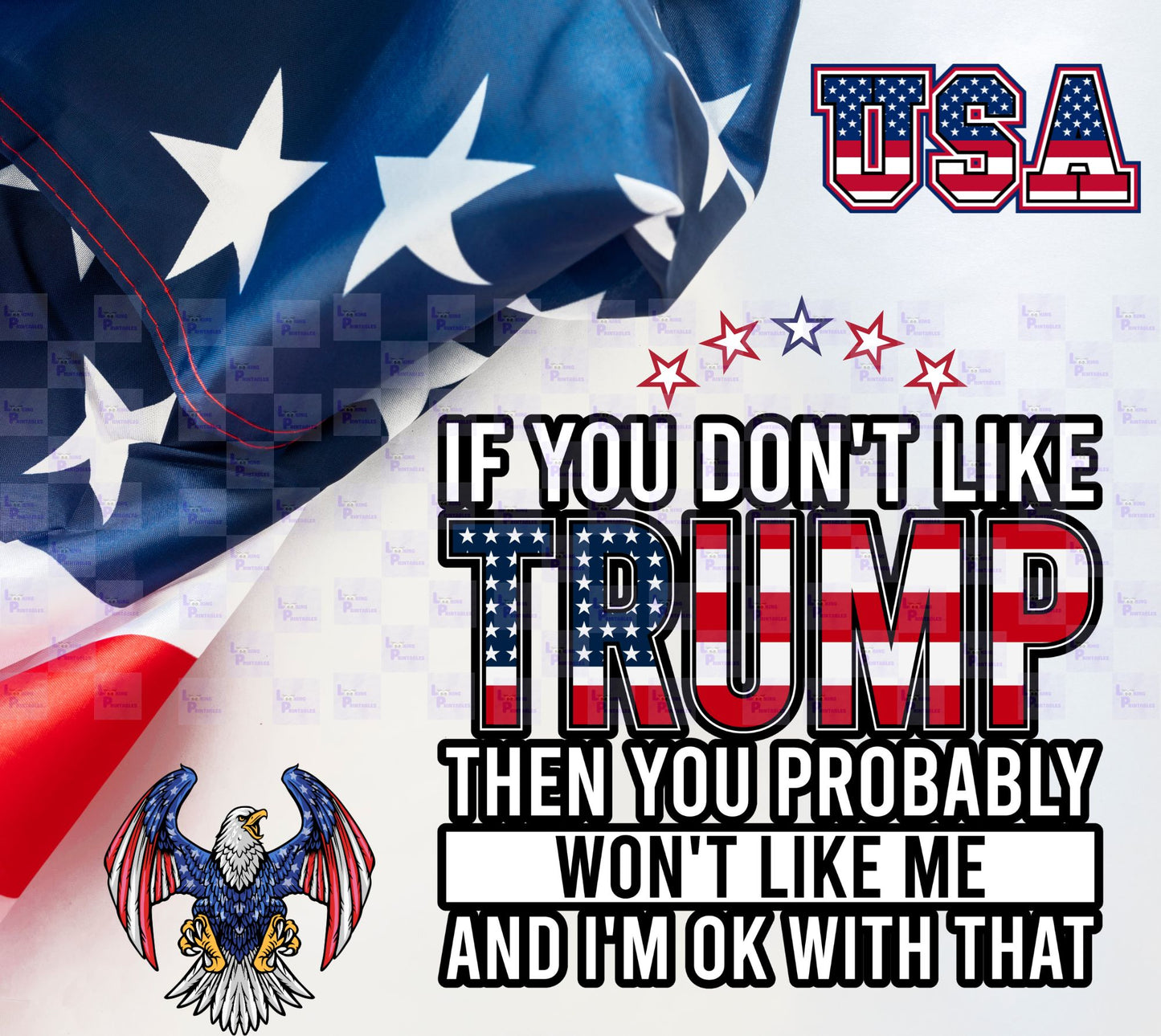 20 oz Stainless Steel Tumbler with a Splash-Proof Lid and Straw, double-wall Insulated, Sublimation Design - If you don't like Trump then you won't like me - PR10